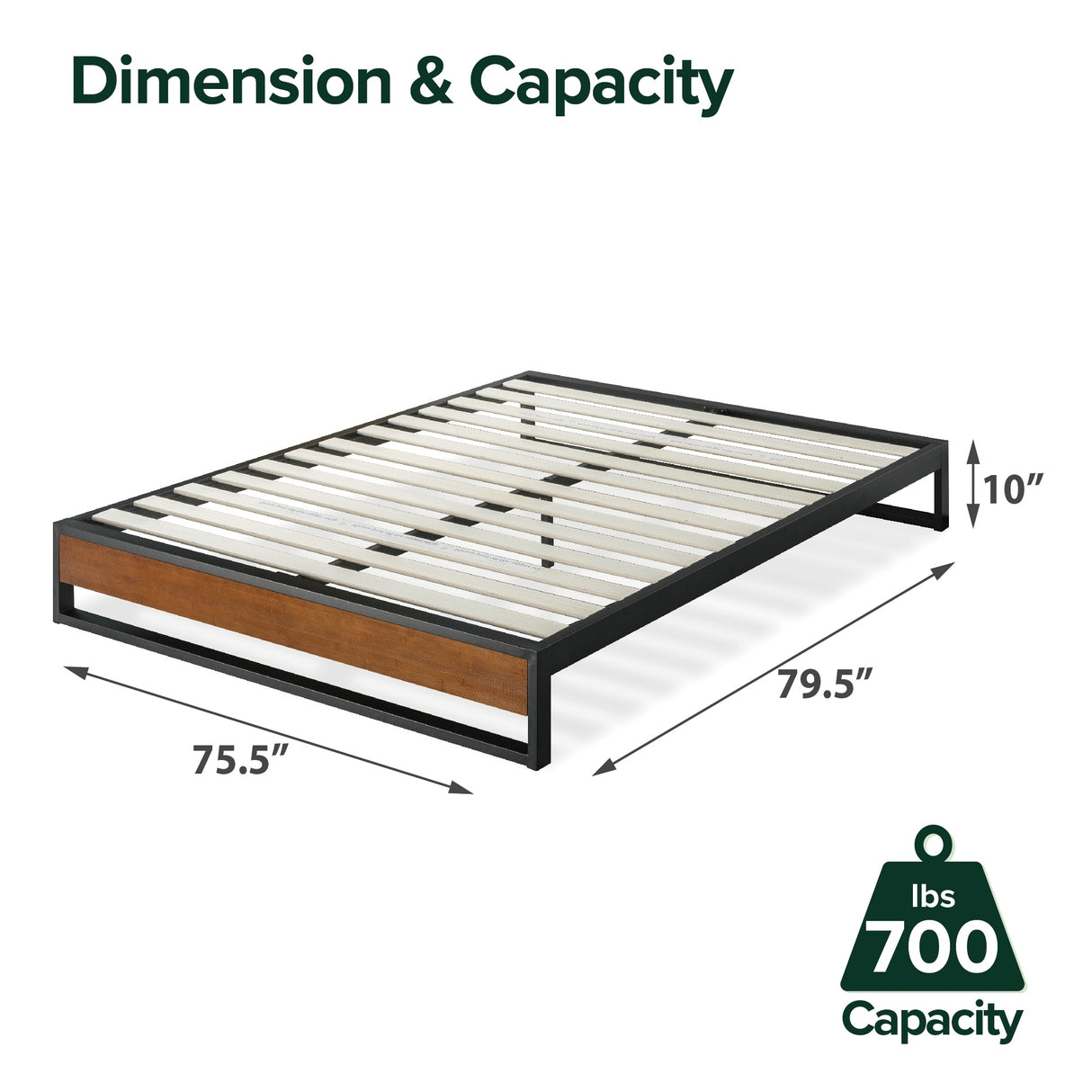 Priage by ZINUS GOOD DESIGN™ Winner 10 Inch Brown Bamboo and Metal Platforma Bed