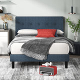 Priage by ZINUS Navy Upholstered Button Tufted Platform Bed Frame