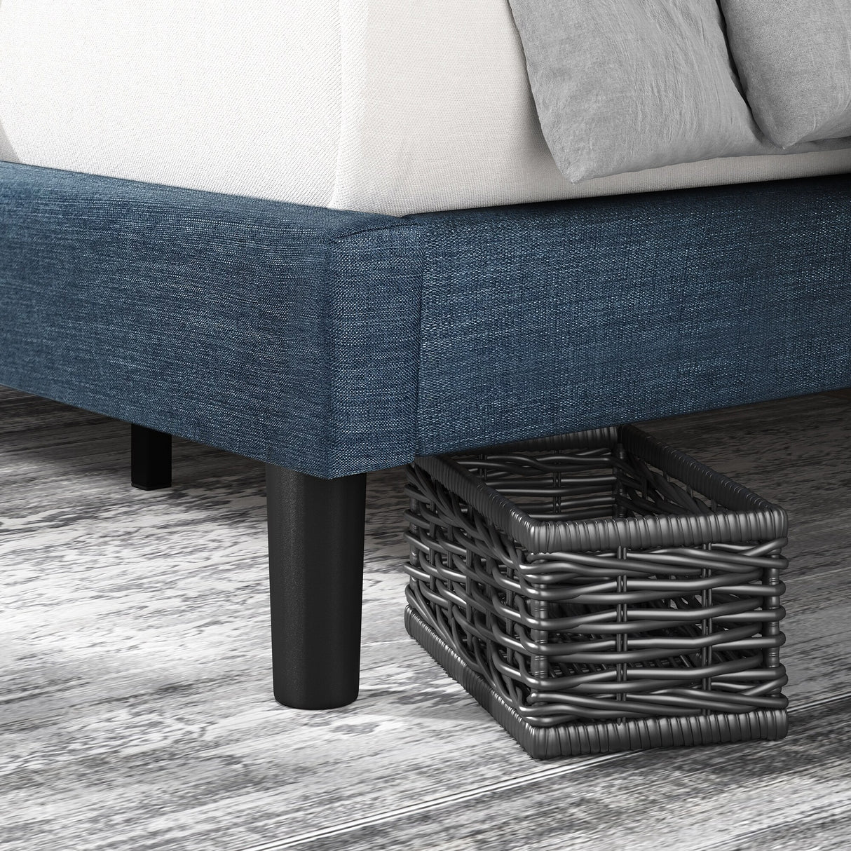 Priage by ZINUS Navy Upholstered Button Tufted Platform Bed Frame