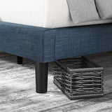 Priage by ZINUS Navy Upholstered Button Tufted Platform Bed Frame