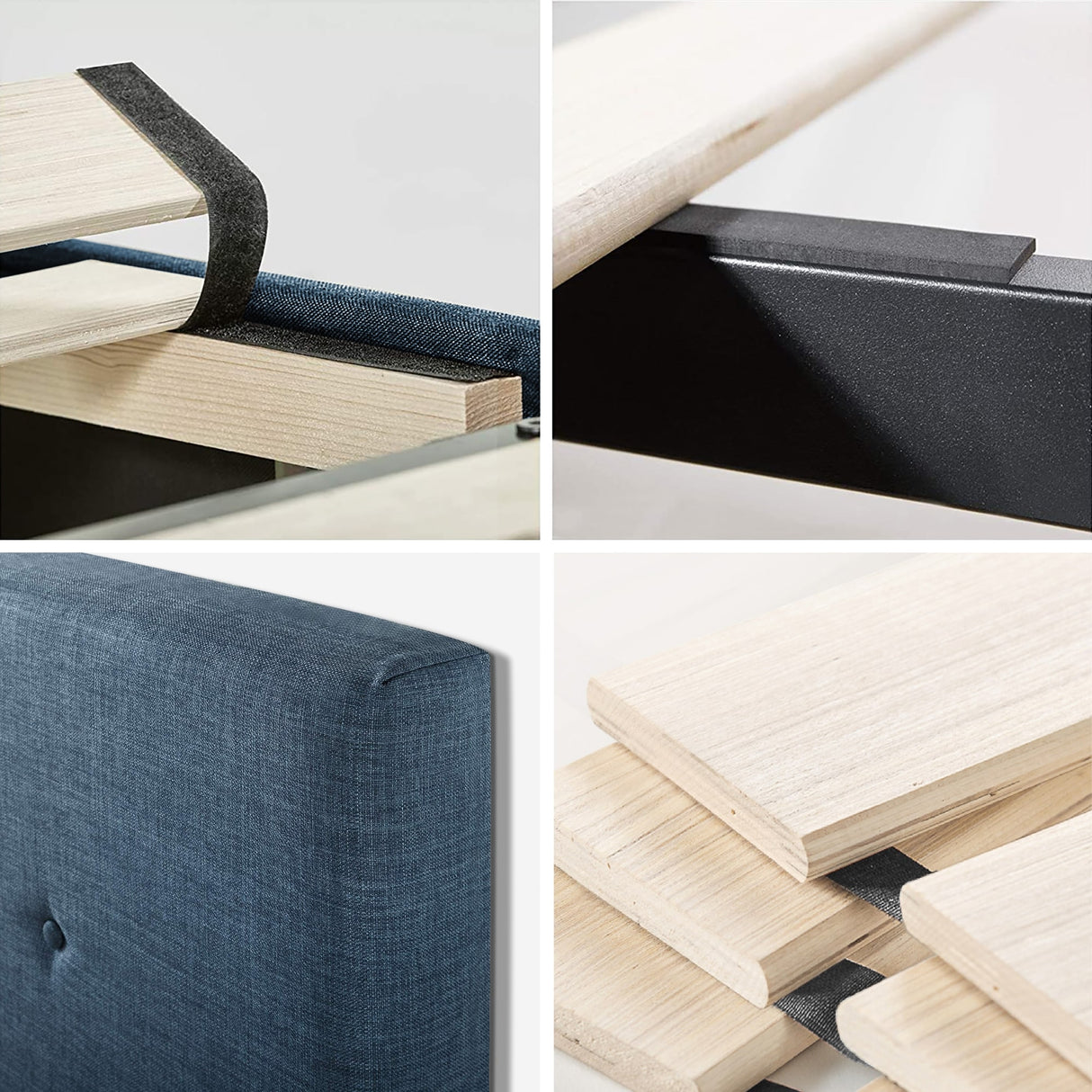 Priage by ZINUS Navy Upholstered Button Tufted Platform Bed Frame