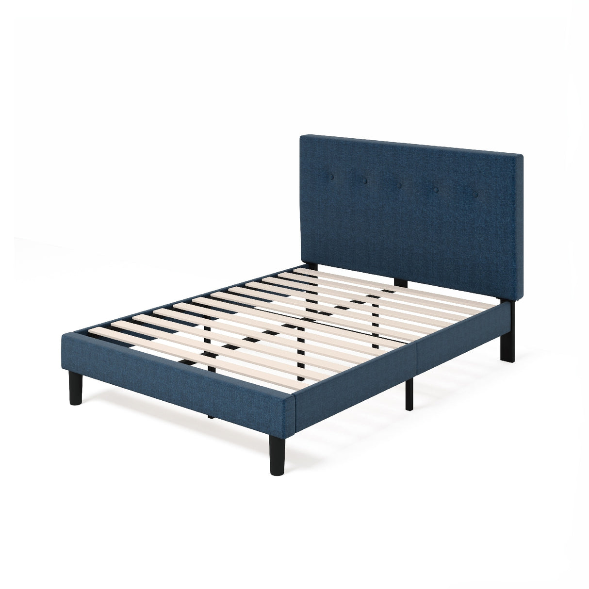 Priage by ZINUS Navy Upholstered Button Tufted Platform Bed Frame