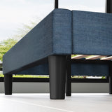 Priage by ZINUS Navy Upholstered Button Tufted Platform Bed Frame