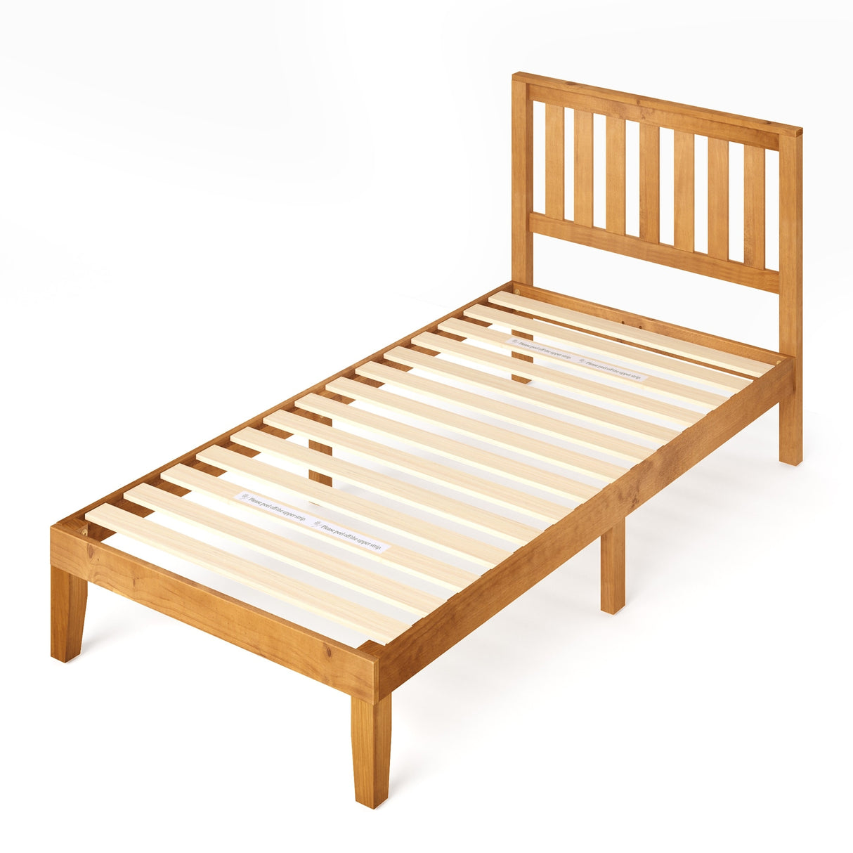 Priage by ZINUS Rustic Pine Wood Platform Bed Frame with headboard