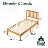 Priage by ZINUS Rustic Pine Wood Platform Bed Frame with headboard