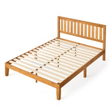 Priage by ZINUS Rustic Pine Wood Platform Bed Frame with headboard