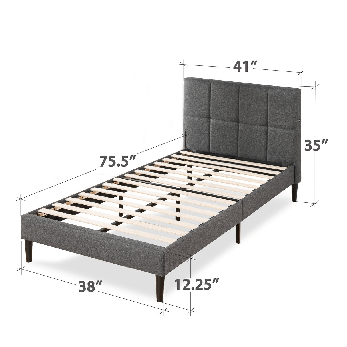Priage by ZINUS Upholstered Stitched Platform Bed with USB Ports