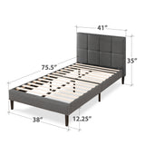 Priage by ZINUS Upholstered Stitched Platform Bed with USB Ports