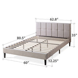 Priage by ZINUS Upholstered Stitched Platform Bed with USB Ports