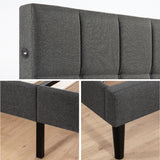 Priage by ZINUS Upholstered Stitched Platform Bed with USB Ports