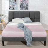 Priage by ZINUS Upholstered Stitched Platform Bed with USB Ports