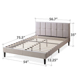 Priage by ZINUS Upholstered Stitched Platform Bed with USB Ports