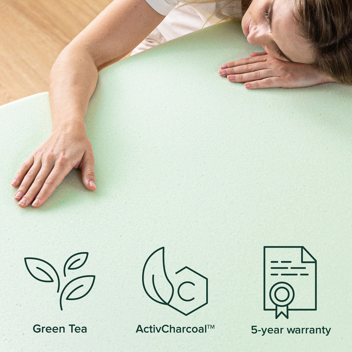 Priage by Zinus 1.5 inch Green Tea Memory Foam Mattress Topper