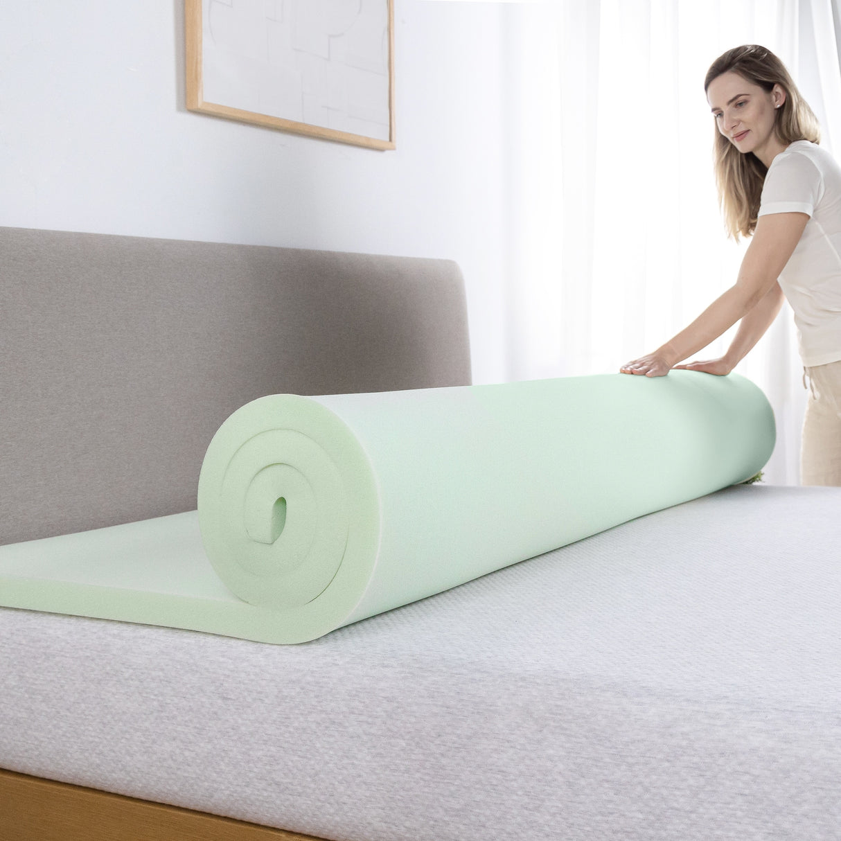 Priage by Zinus 1.5 inch Green Tea Memory Foam Mattress Topper