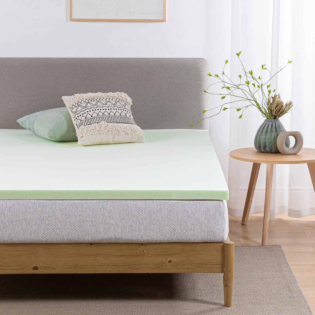 Priage by Zinus 1.5 inch Green Tea Memory Foam Mattress Topper