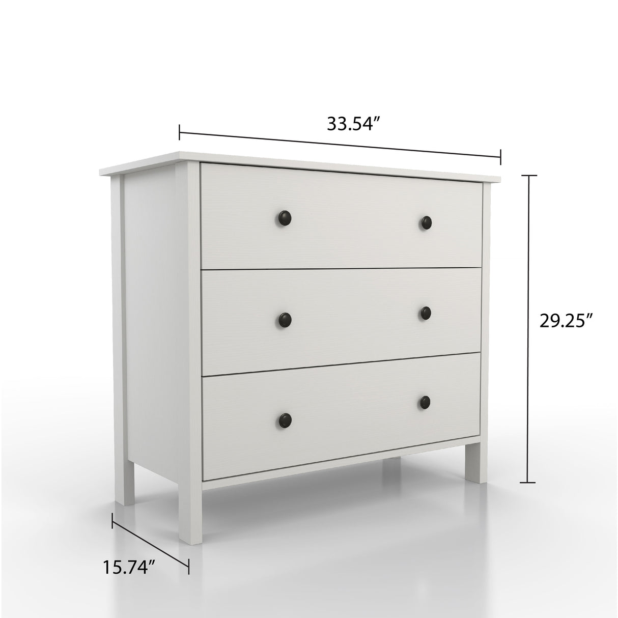 DH BASIC Transitional 34-inch Wide 3-Drawer Neutral Youth Dresser by Denhour