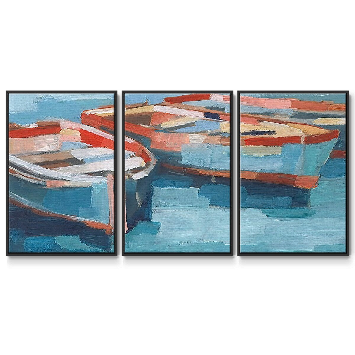 Primary Boats II - Multi Piece Framed Canvas