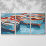Primary Boats II - Multi Piece Framed Canvas