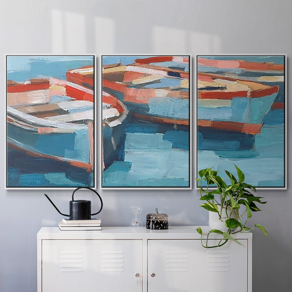Primary Boats II - Multi Piece Framed Canvas