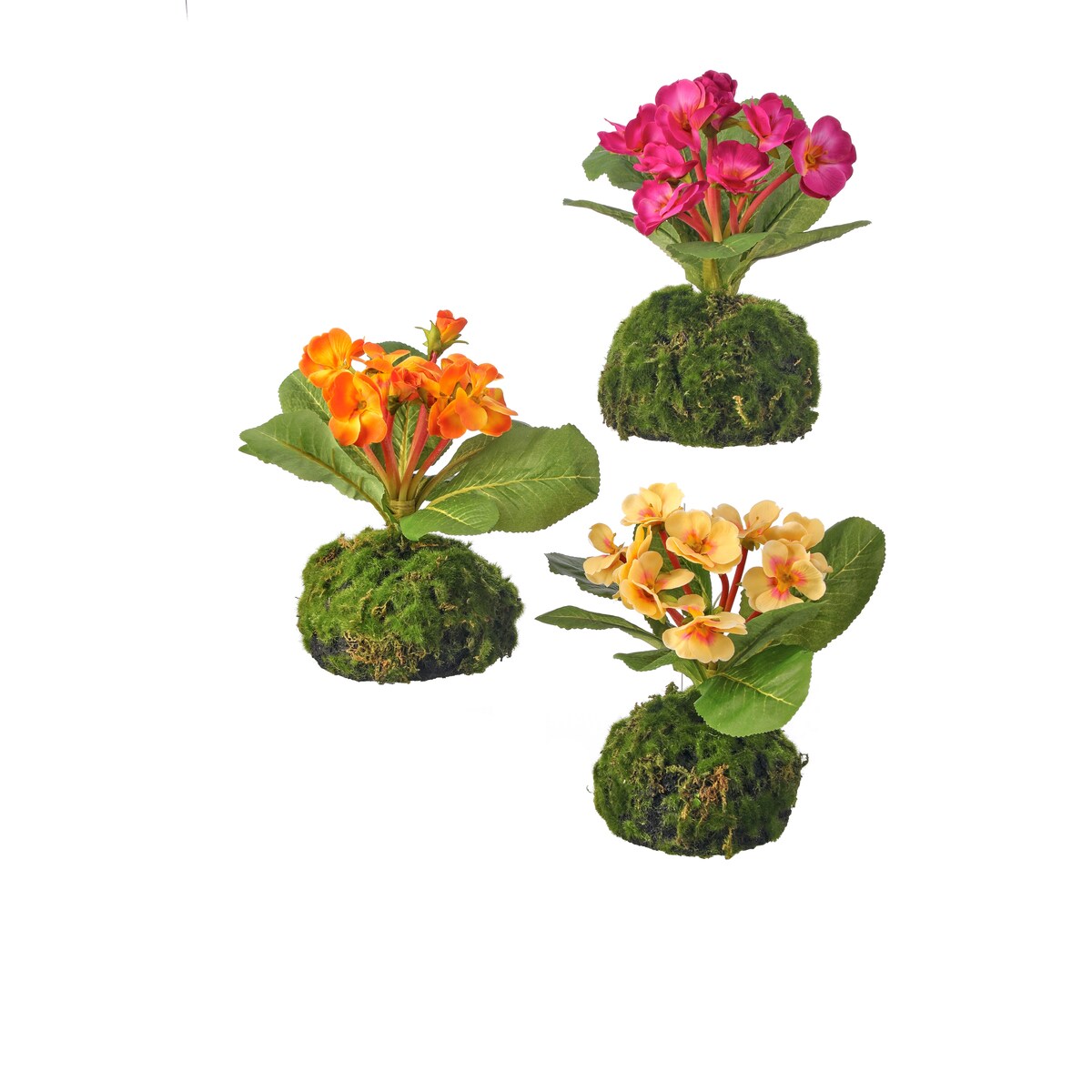 Primrose Moss Mound 9" Set of 3