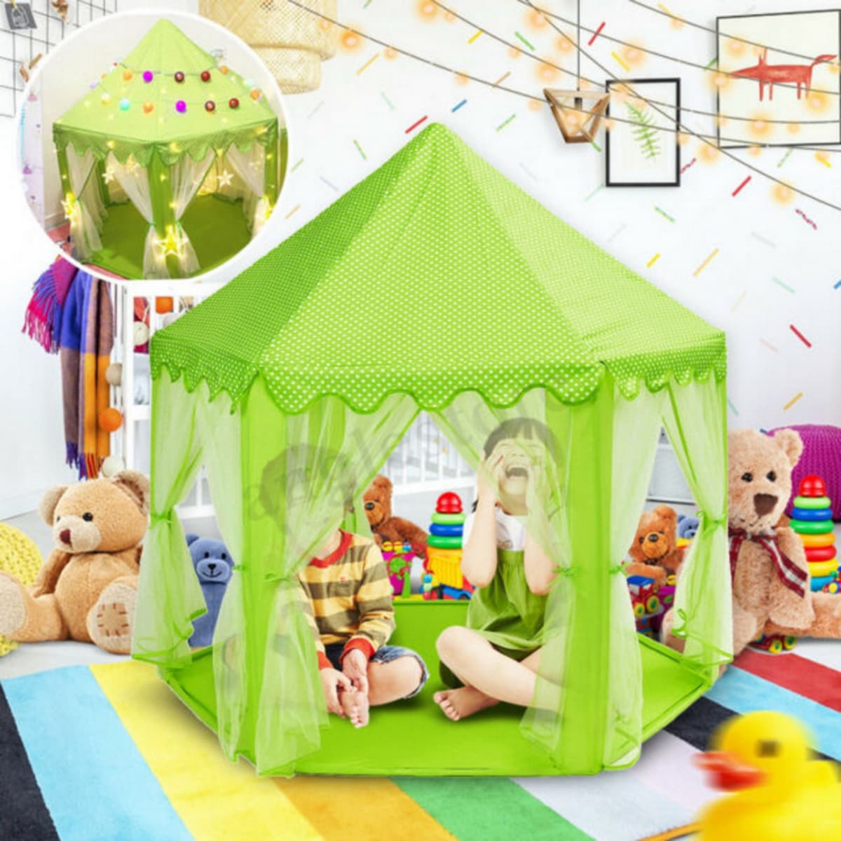 Princess Castle Play Tent Large Fairy Playhouse Gift for Kids - 2pc
