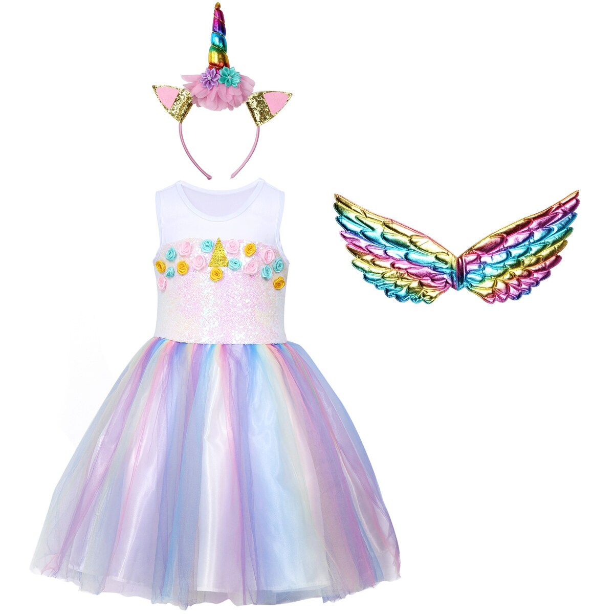 Princess Dress Costume for Little Girls Dress Up Outfit,S