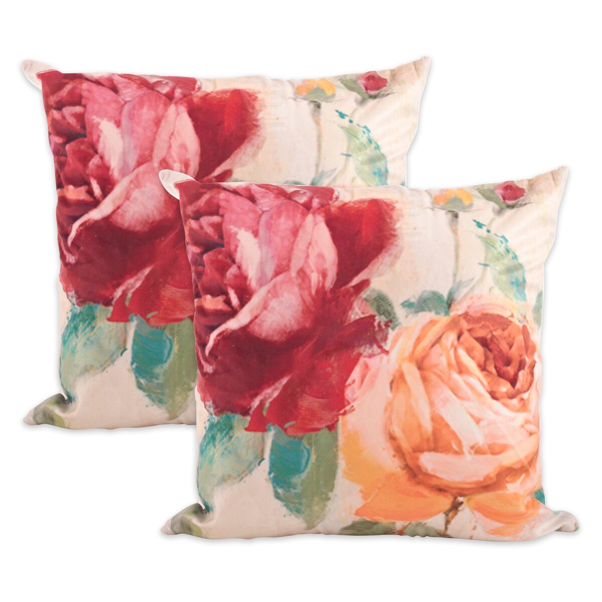 Printed Throw Pillow Cover With Floral Design (Set of 2)