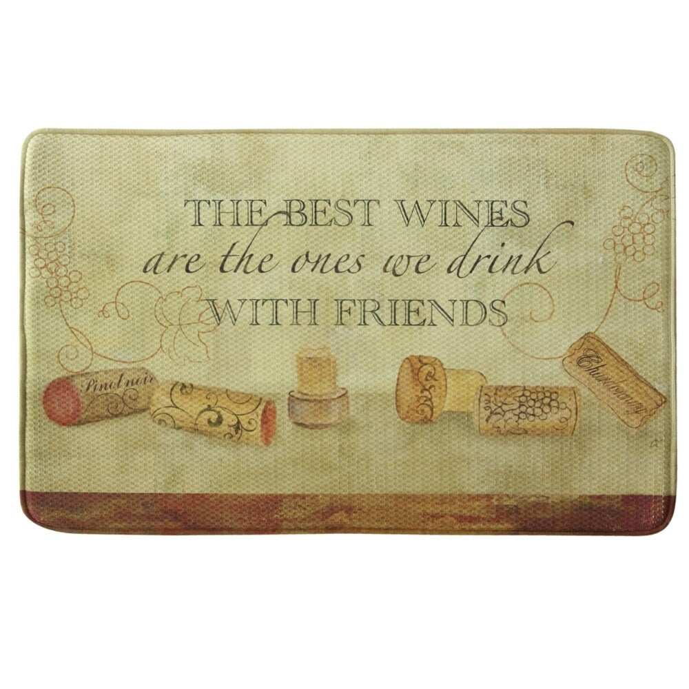 Printed memory foam Wine with Friends kitchen rug by Bacova