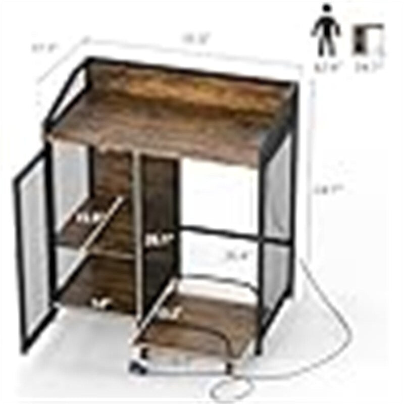 Printer Stand with Charging Station - 18.9"D x 20.86"W x 27.36"H