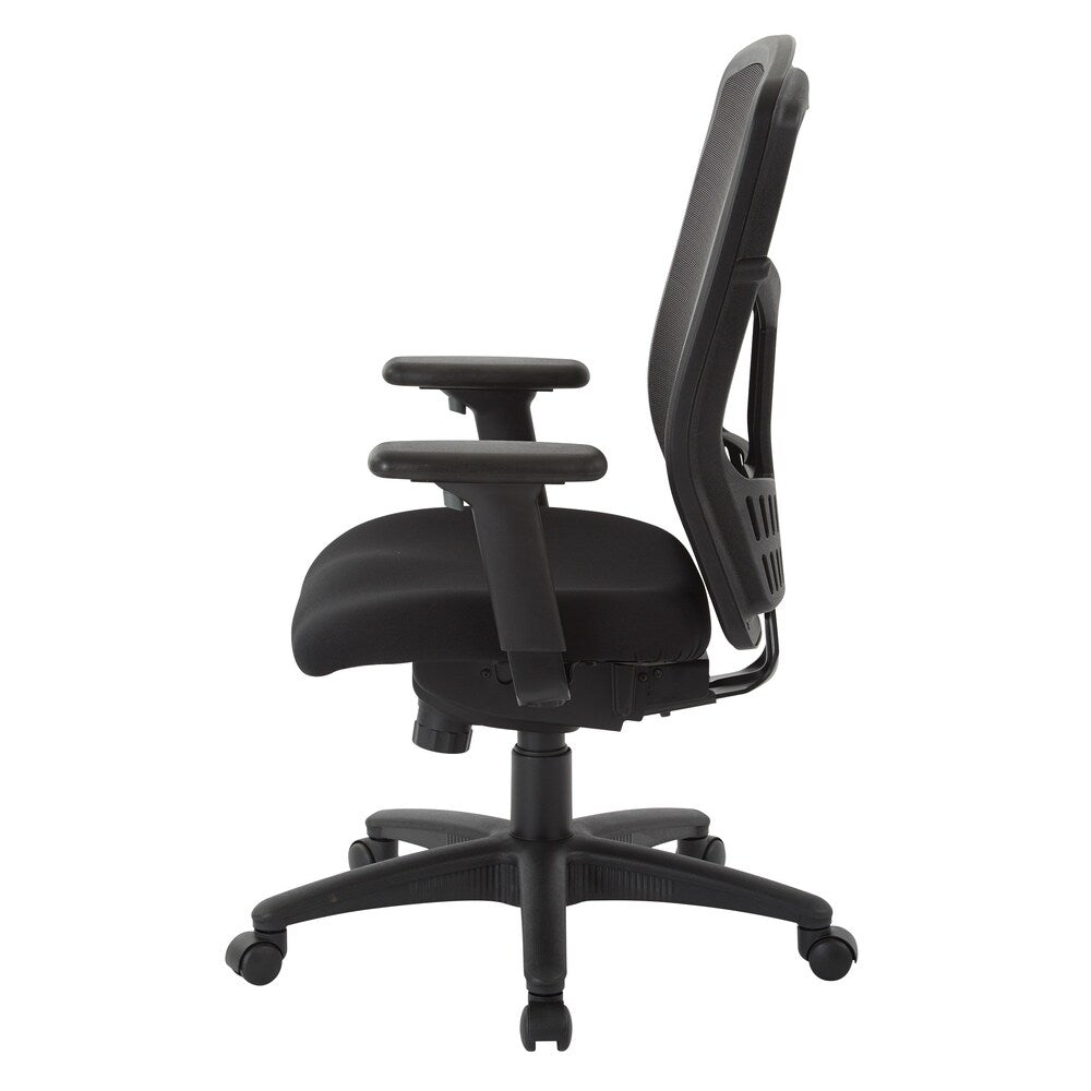 High-Back Office Chair with Adjustable Arms and Seat Slider.