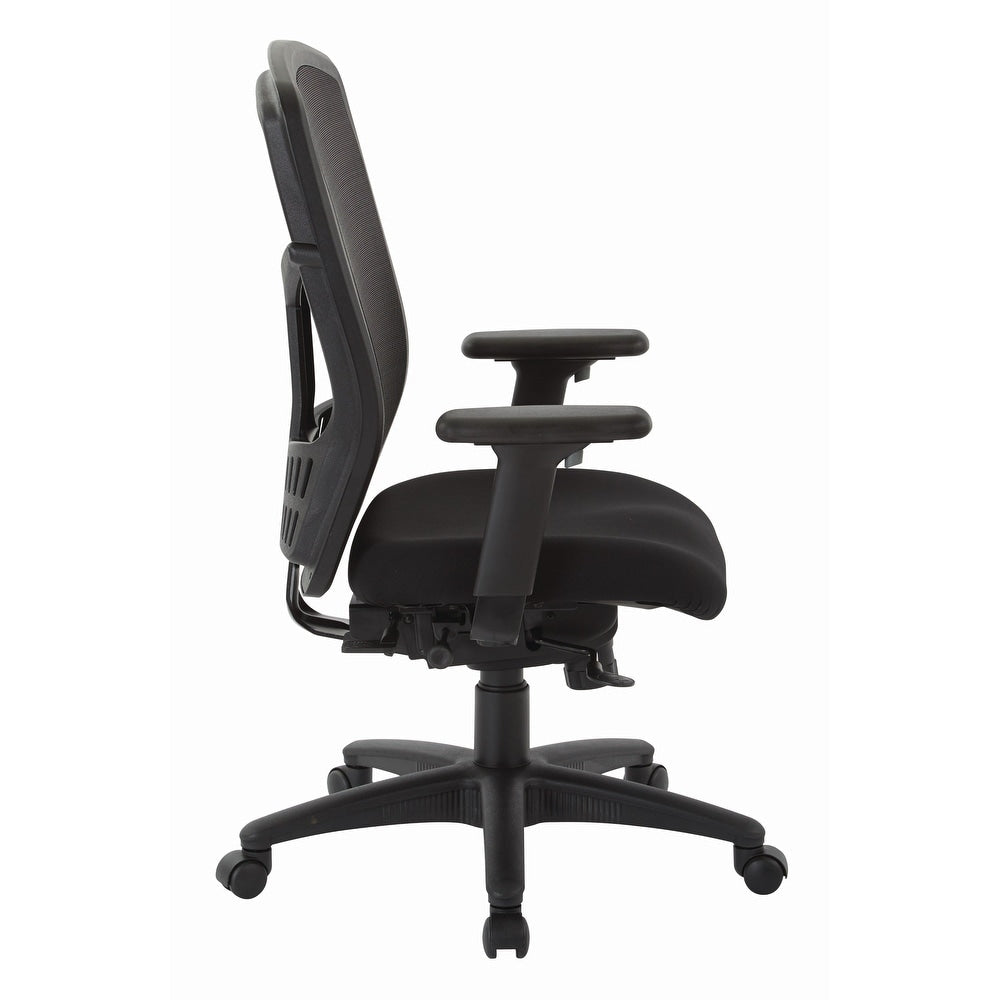 High-Back Office Chair with Adjustable Arms and Seat Slider.
