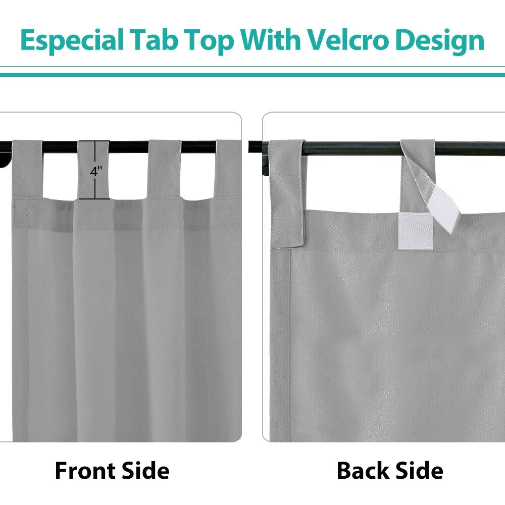 Pro Space Blackout Tab Top Curtain Waterproof Indoor/Outdoor Solid Thermal Window Drapes (1 Panel)