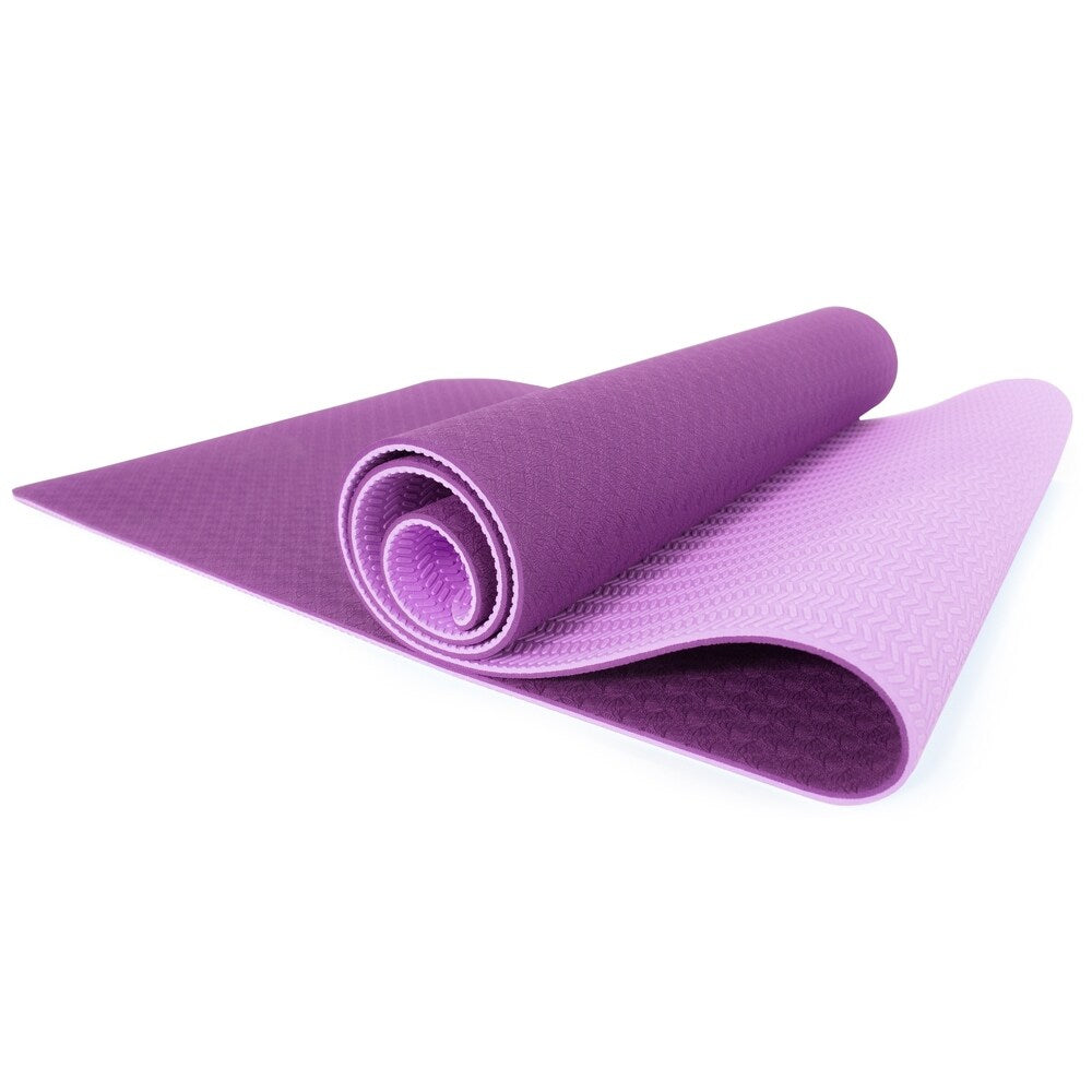 ProSource Natura TPE Yoga Mat 1/4" Thick 72" Long Reversible Non-slip Eco-conscious Hygienic Purple