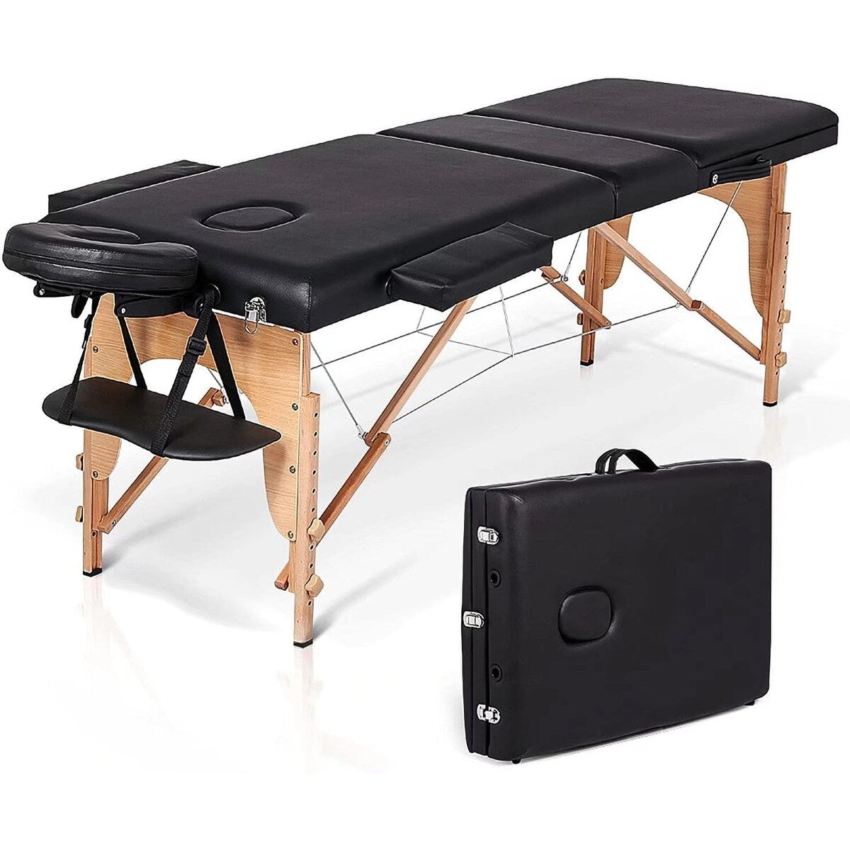 Professional Massage Table, Portable Massage Bed with Carrying Case, Hight Adjustable Spa Bed, Folding Facial Cradle Salon Bed