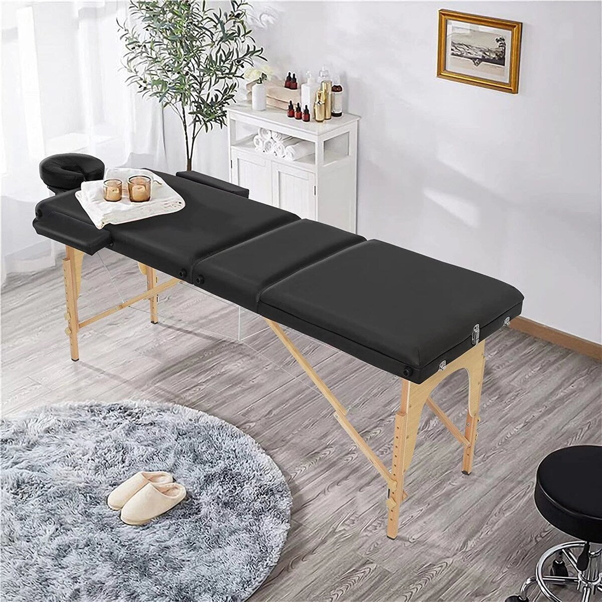 Professional Massage Table, Portable Massage Bed with Carrying Case, Hight Adjustable Spa Bed, Folding Facial Cradle Salon Bed