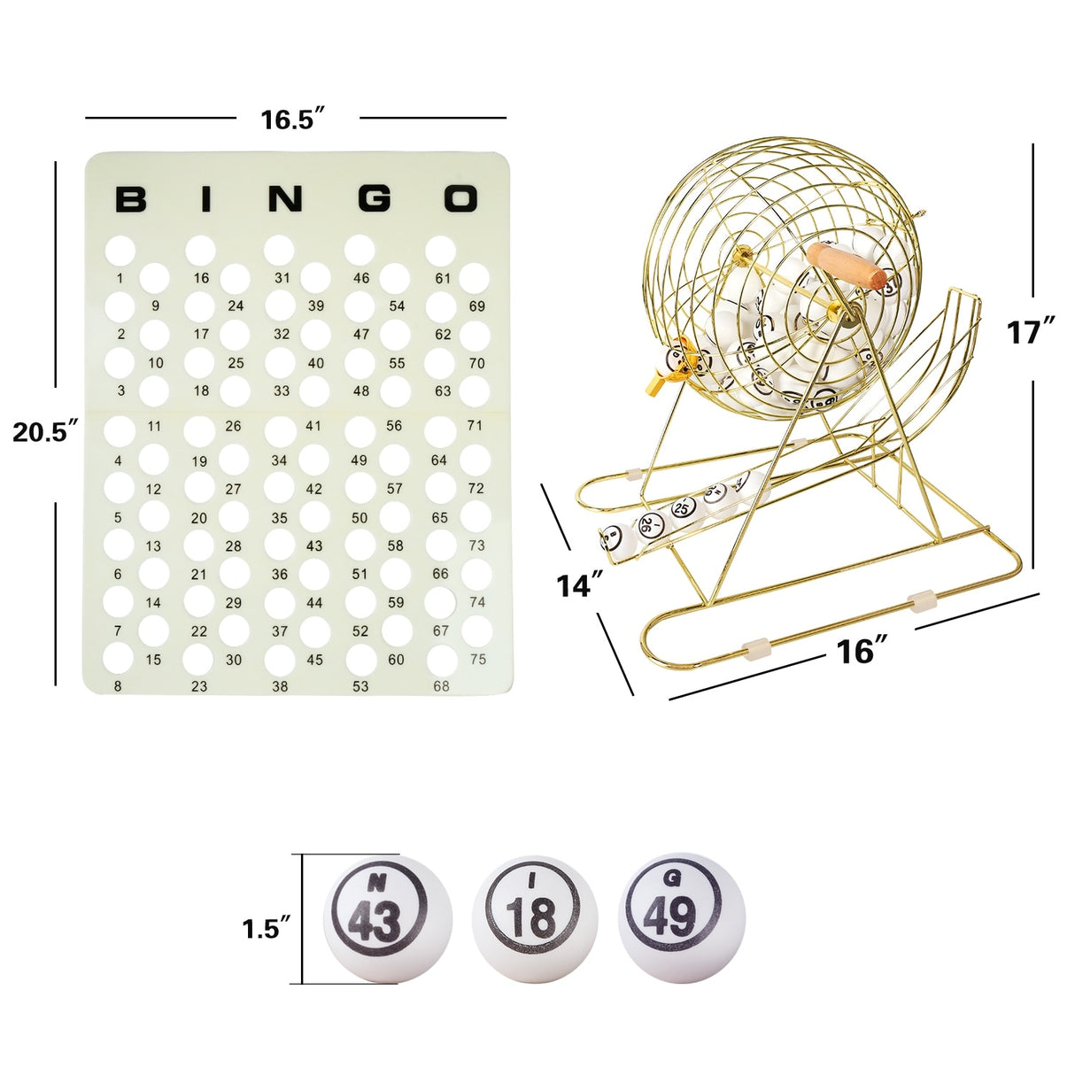 GSE™ Professional X-Large Bingo Game Set with Bingo Cage and 1.5" Bingo Balls, Plastic Board for Large Group Games, Bingo Hall