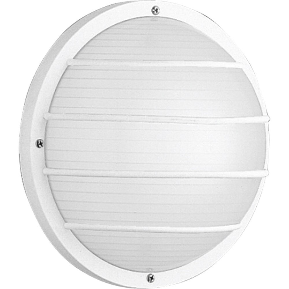 1-Light White Ribbed Polycarbonate Outdoor 10" Wall/Ceiling Mount