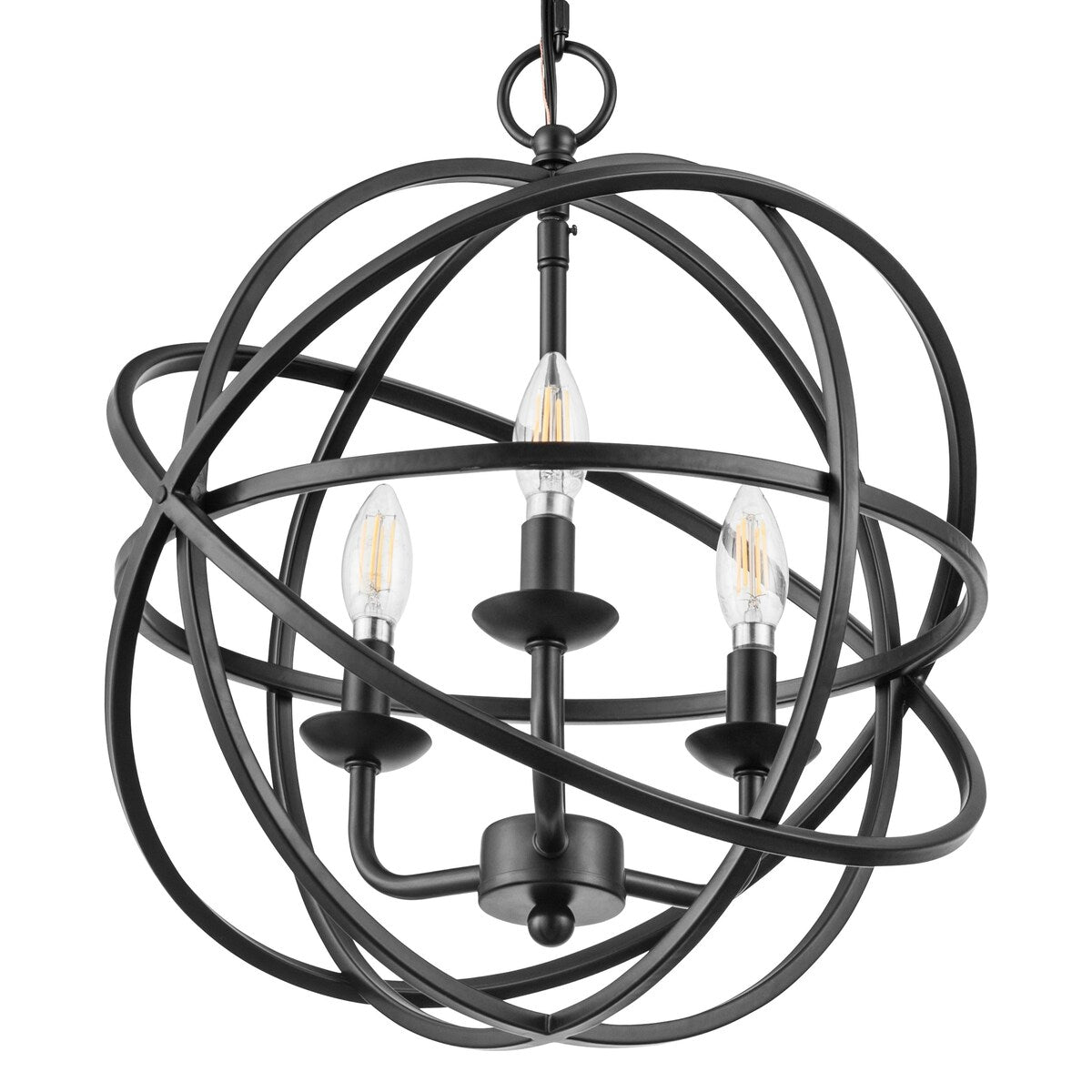 Prominence Home Birchberry Matte Black Modern Farmhouse Spherical Chandelier