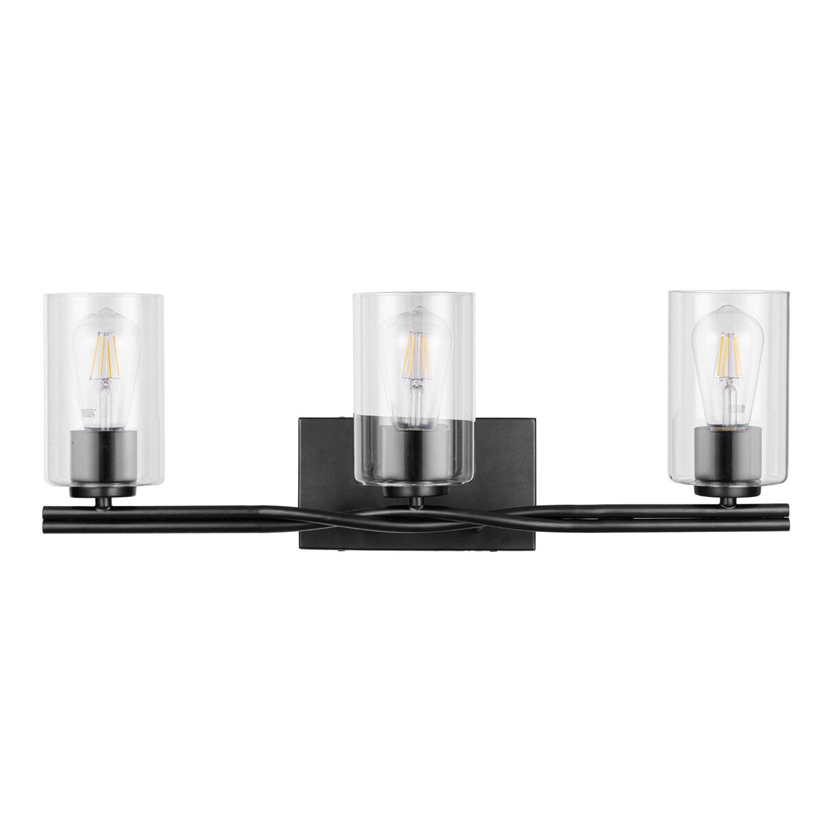 Prominence Home Lantier Matte Black 3-Light Bathroom Vanity Light with Clear Glass