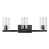 Prominence Home Lantier Matte Black 3-Light Bathroom Vanity Light with Clear Glass