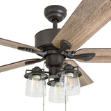 The Gray Barn Wildroot Farmhouse 52-inch Aged Bronze LED Ceiling Fan