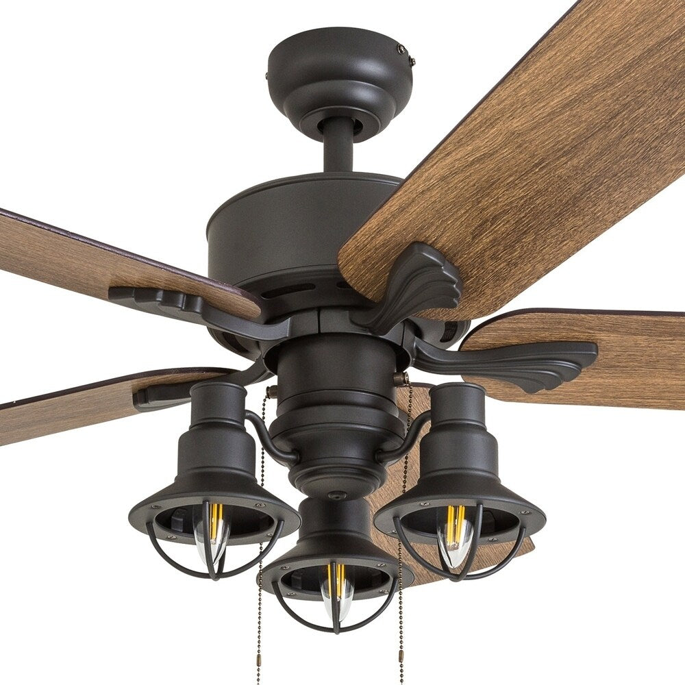 The Gray Barn Stormy Grain 52-inch Aged Bronze LED Ceiling Fan