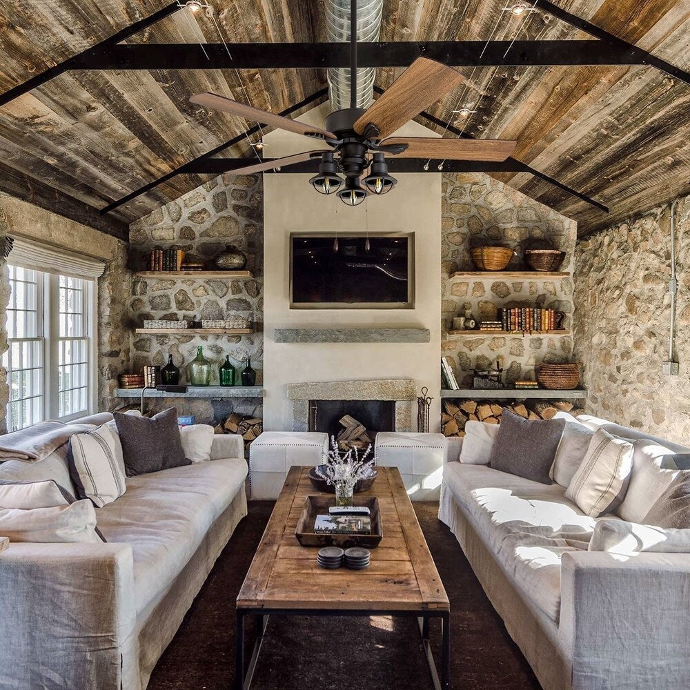 The Gray Barn Stormy Grain 52-inch Aged Bronze LED Ceiling Fan
