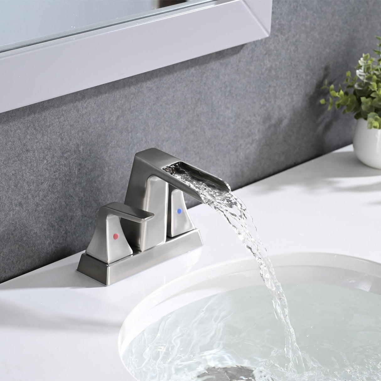 PROOX 4 in Centerset Bathroom Waterfall Faucet with Drain Assembly