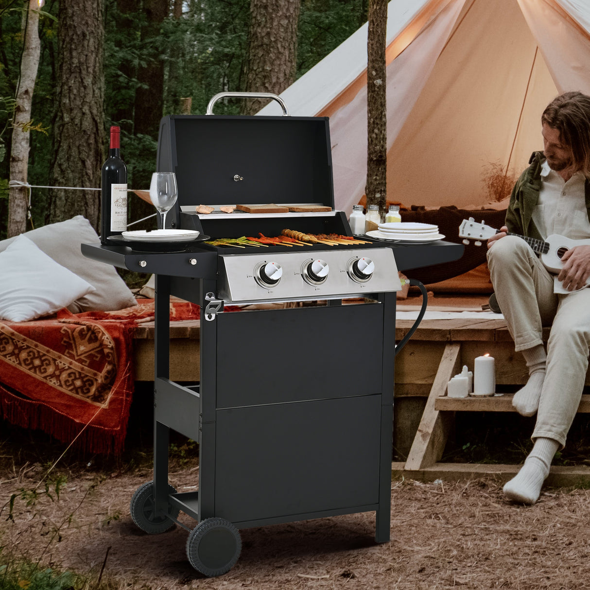 Propane 3 Burner Barbecue Grill Stainless Steel