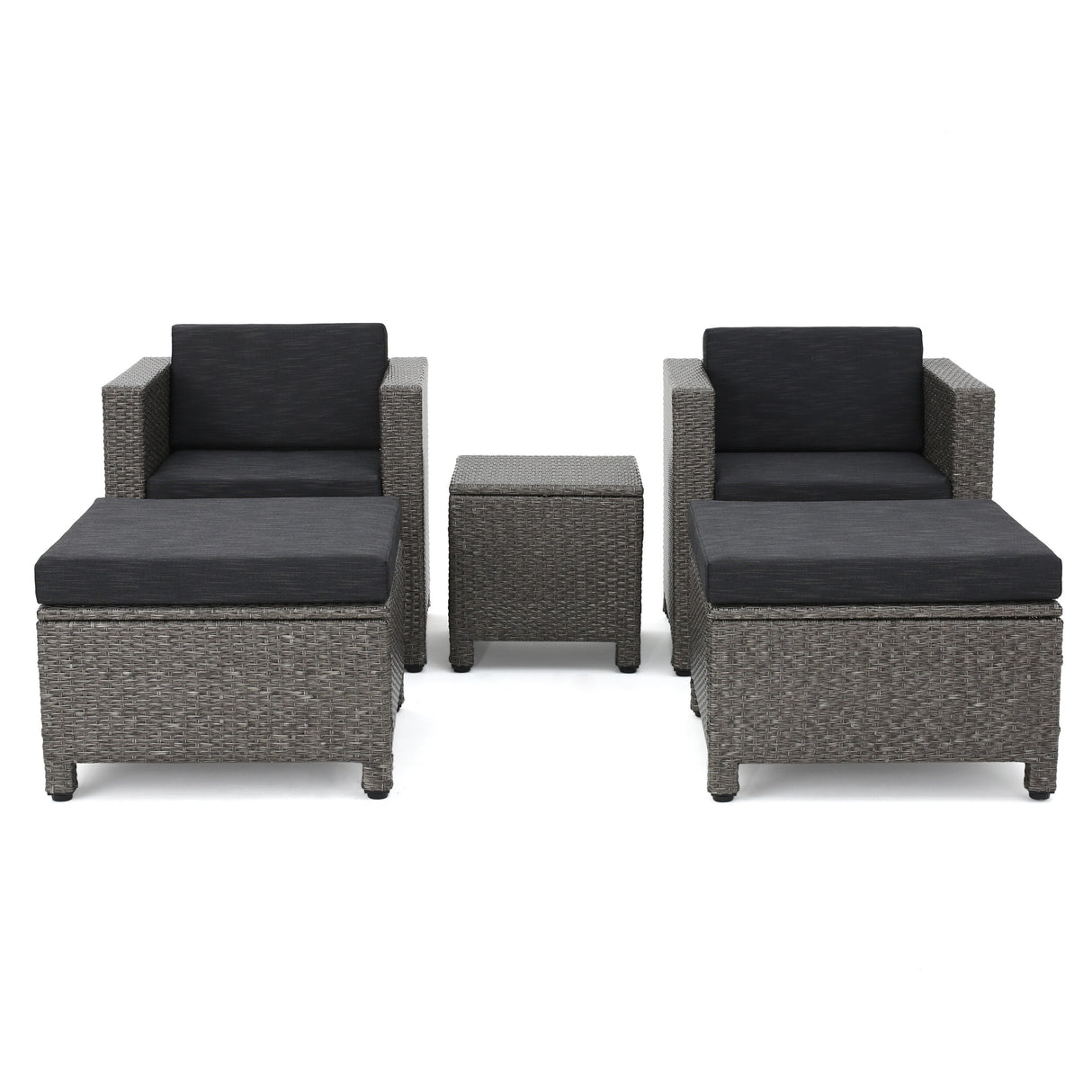 Puerta 5-piece Outdoor Wicker Chat Set with Water Resistant Cushions by Christopher Knight Home