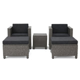 Puerta 5-piece Outdoor Wicker Chat Set with Water Resistant Cushions by Christopher Knight Home