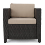 Puerta 5-piece Outdoor Wicker Chat Set with Water Resistant Cushions by Christopher Knight Home