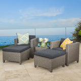 Puerta 5-piece Outdoor Wicker Chat Set with Water Resistant Cushions by Christopher Knight Home