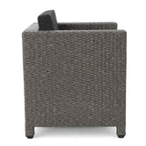 Puerta 5-piece Outdoor Wicker Chat Set with Water Resistant Cushions by Christopher Knight Home